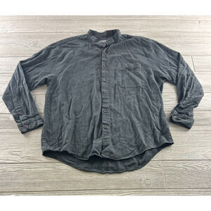 L'Homme Shirt Mens 16-16.5 Button Front Charcoal Gray Long Sleeve Shirt